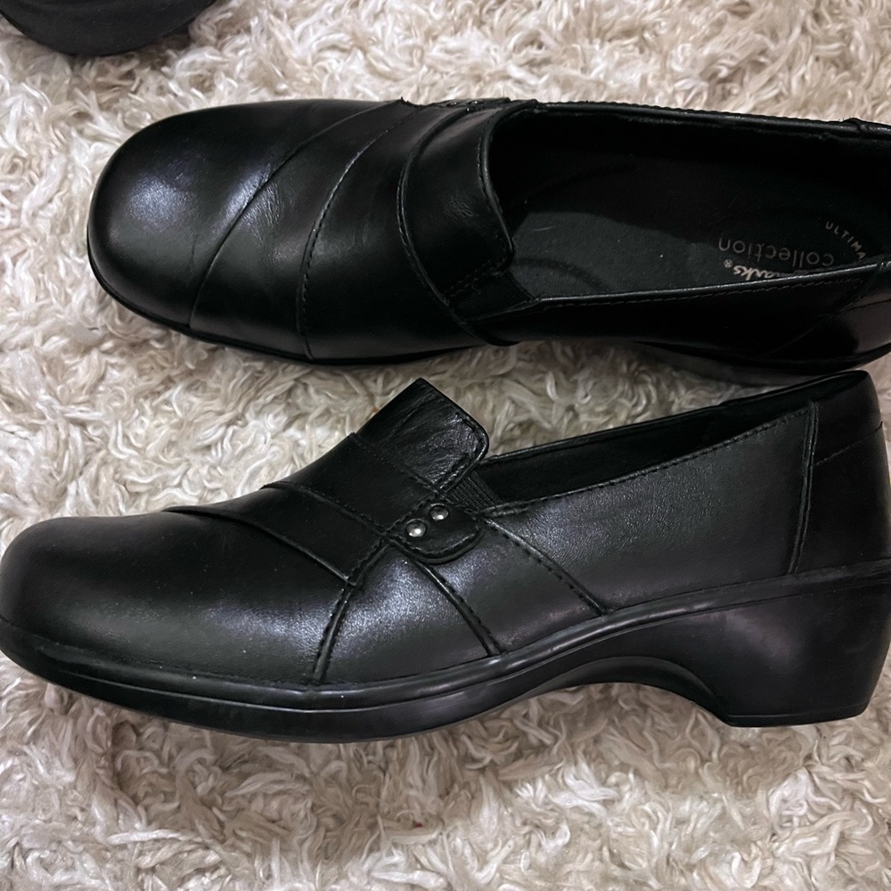 Clarks Black Leather Loafers